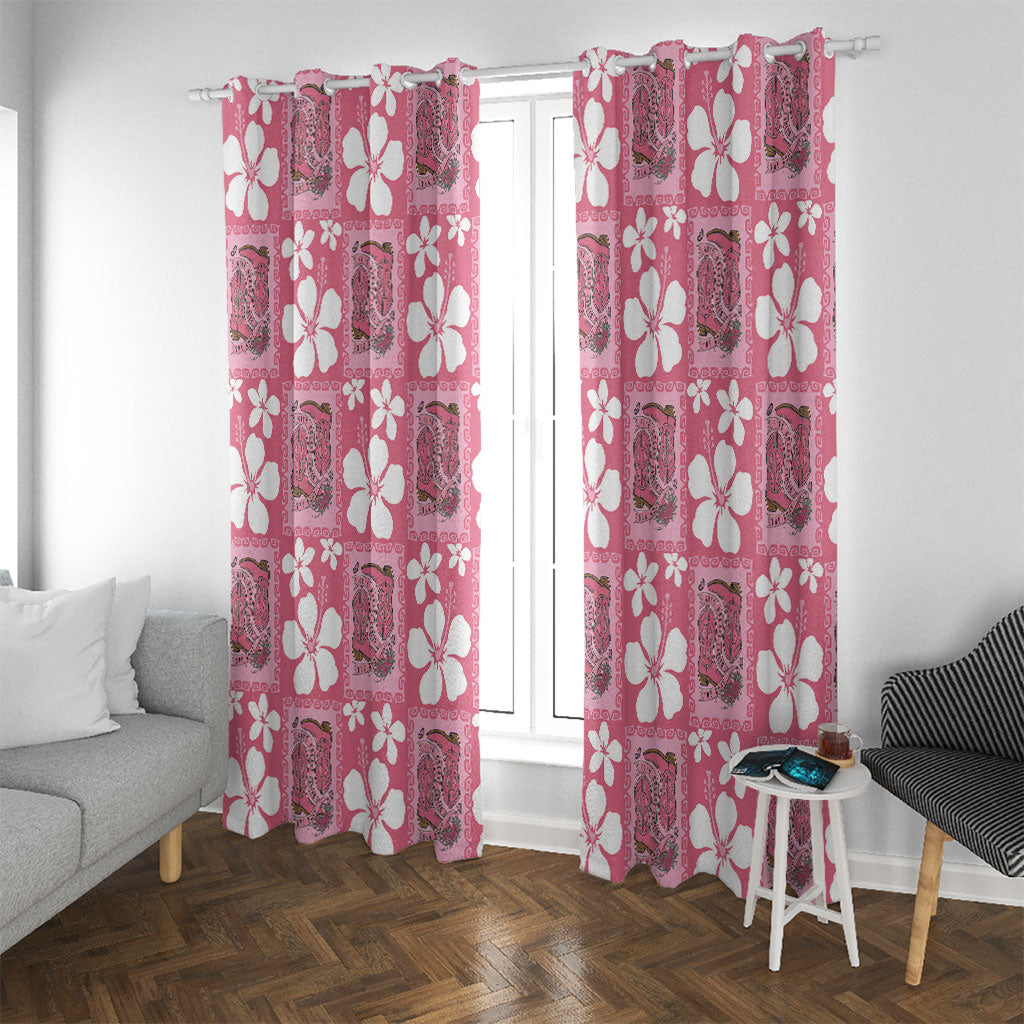 Give Cancer The Boot Pink Cowgirl Window Curtain Western Aloha Hibiscus Paniolo Heritage Floral LT9 With Grommets Pink - Polynesian Pride