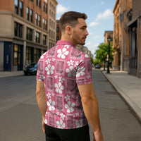 Give Cancer The Boot Pink Cowgirl Zipper Polo Shirt Western Aloha Hibiscus Paniolo Heritage Floral LT9 - Polynesian Pride