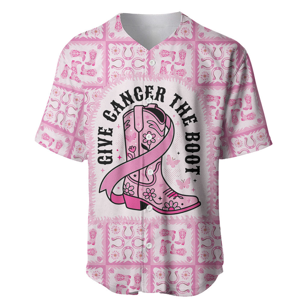 Give Cancer The Boot Pink Cowgirl Baseball Jersey Hawaiian Paniolo Mixed Quilt Pattern Style LT9 Pink - Polynesian Pride