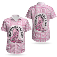Give Cancer The Boot Pink Cowgirl Couples Matching Off Shoulder Maxi Dress and Hawaiian Shirt Hawaiian Paniolo Mixed Quilt Pattern Style LT9 - Polynesian Pride