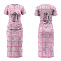 Give Cancer The Boot Pink Cowgirl Couples Matching Short Sleeve Bodycon Dress and Long Sleeve Button Shirt Hawaiian Paniolo Mixed Quilt Pattern Style LT9 - Polynesian Pride