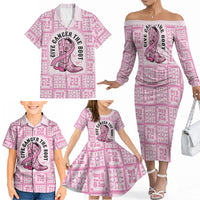 Give Cancer The Boot Pink Cowgirl Family Matching Off The Shoulder Long Sleeve Dress and Hawaiian Shirt Hawaiian Paniolo Mixed Quilt Pattern Style LT9 - Polynesian Pride