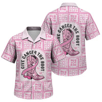 Give Cancer The Boot Pink Cowgirl Family Matching Short Sleeve Bodycon Dress and Hawaiian Shirt Hawaiian Paniolo Mixed Quilt Pattern Style LT9 Son's Shirt Pink - Polynesian Pride