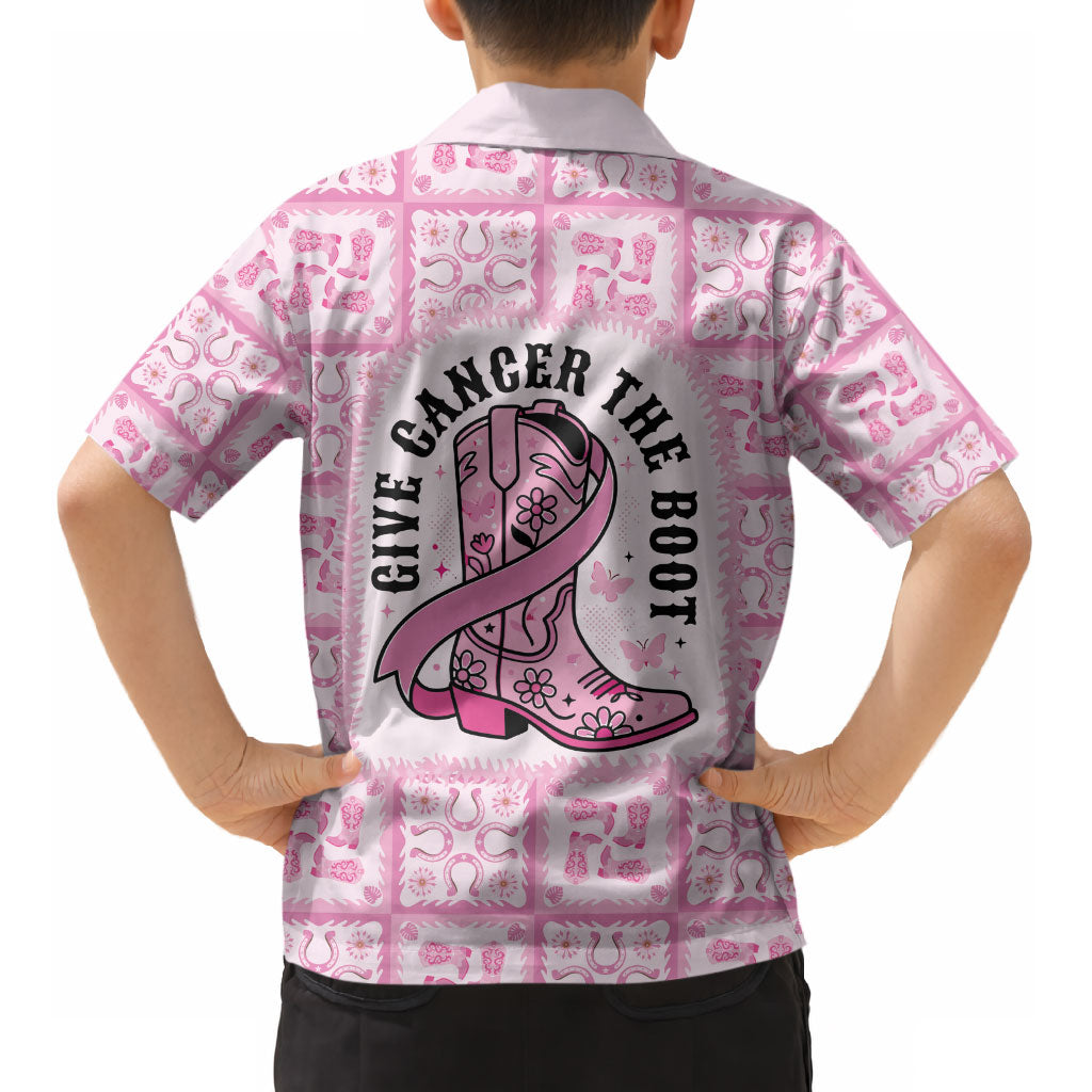 Give Cancer The Boot Pink Cowgirl Kid Hawaiian Shirt Hawaiian Paniolo Mixed Quilt Pattern Style LT9 - Polynesian Pride