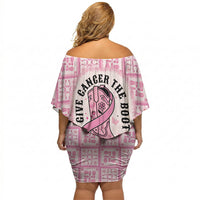 Give Cancer The Boot Pink Cowgirl Off Shoulder Short Dress Hawaiian Paniolo Mixed Quilt Pattern Style LT9 - Polynesian Pride