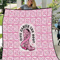 Give Cancer The Boot Pink Cowgirl Quilt Hawaiian Paniolo Mixed Quilt Pattern Style LT9 Pink - Polynesian Pride