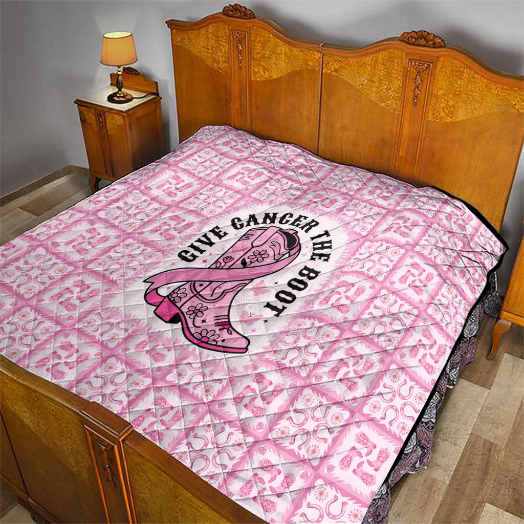 Give Cancer The Boot Pink Cowgirl Quilt Hawaiian Paniolo Mixed Quilt Pattern Style LT9 - Polynesian Pride
