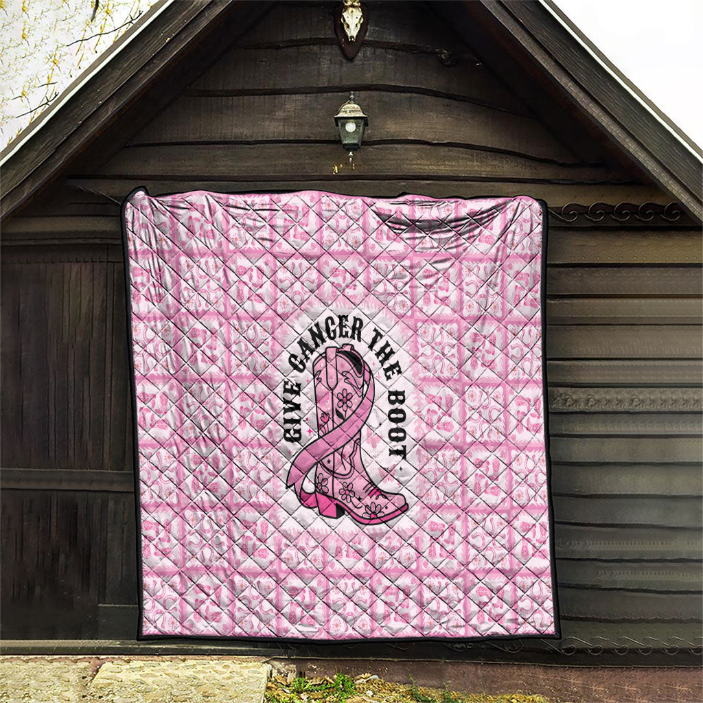 Give Cancer The Boot Pink Cowgirl Quilt Hawaiian Paniolo Mixed Quilt Pattern Style LT9 - Polynesian Pride