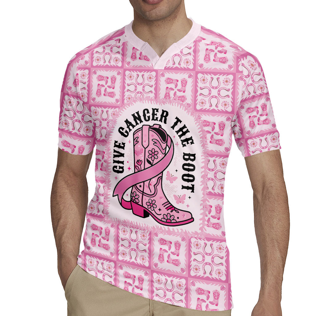 Give Cancer The Boot Pink Cowgirl Rugby Jersey Hawaiian Paniolo Mixed Quilt Pattern Style LT9 - Polynesian Pride