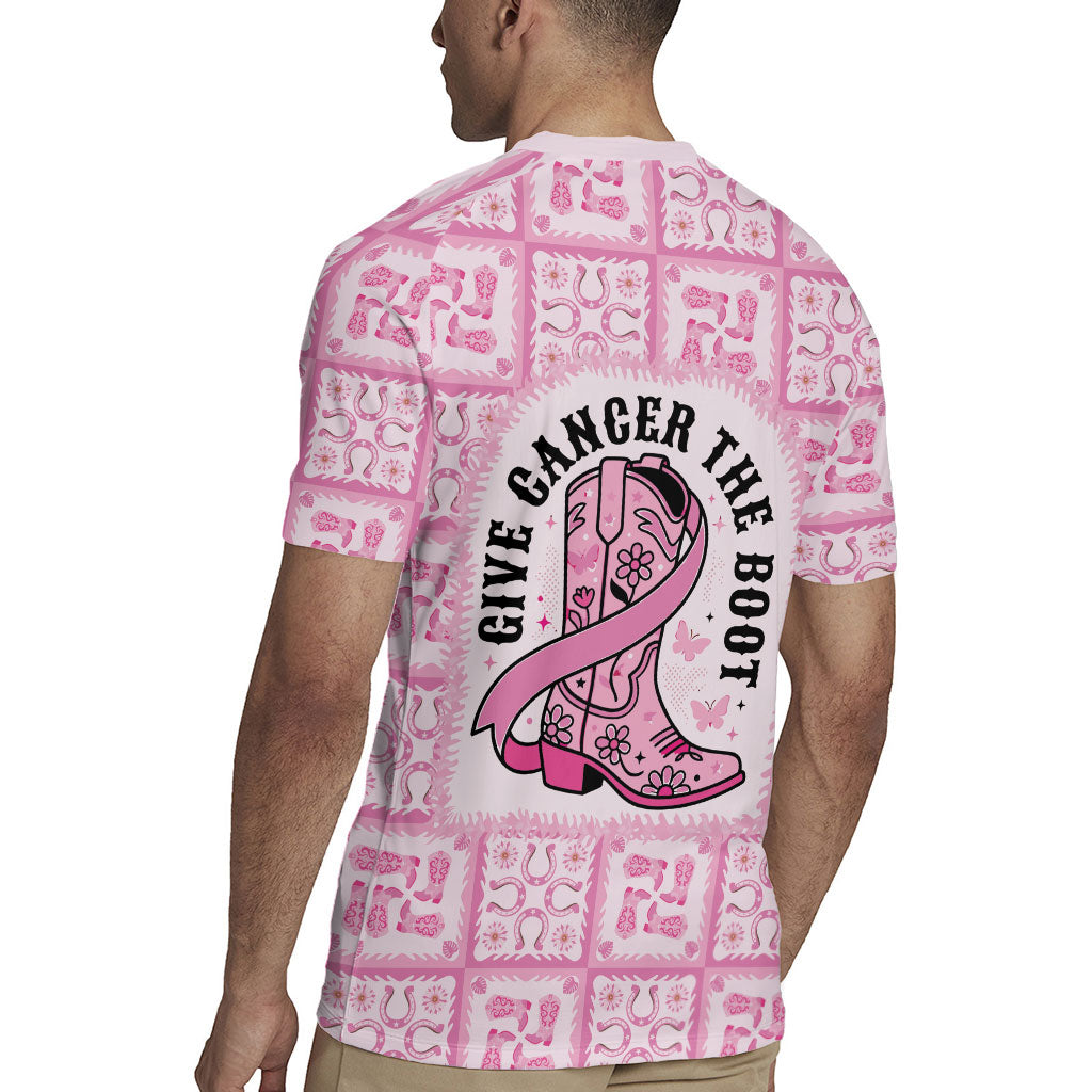 Give Cancer The Boot Pink Cowgirl Rugby Jersey Hawaiian Paniolo Mixed Quilt Pattern Style LT9 - Polynesian Pride