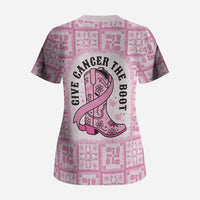 Give Cancer The Boot Pink Cowgirl Scrub Top Hawaiian Paniolo Mixed Quilt Pattern Style LT9 - Polynesian Pride