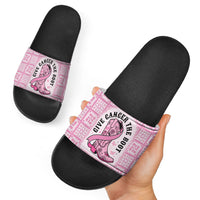 Give Cancer The Boot Pink Cowgirl Slide Sandals Hawaiian Paniolo Mixed Quilt Pattern Style LT9 - Polynesian Pride