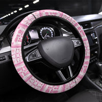 Give Cancer The Boot Pink Cowgirl Steering Wheel Cover Hawaiian Paniolo Mixed Quilt Pattern Style LT9 Universal Fit Pink - Polynesian Pride
