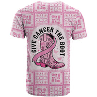 Give Cancer The Boot Pink Cowgirl T Shirt Hawaiian Paniolo Mixed Quilt Pattern Style LT9 - Polynesian Pride