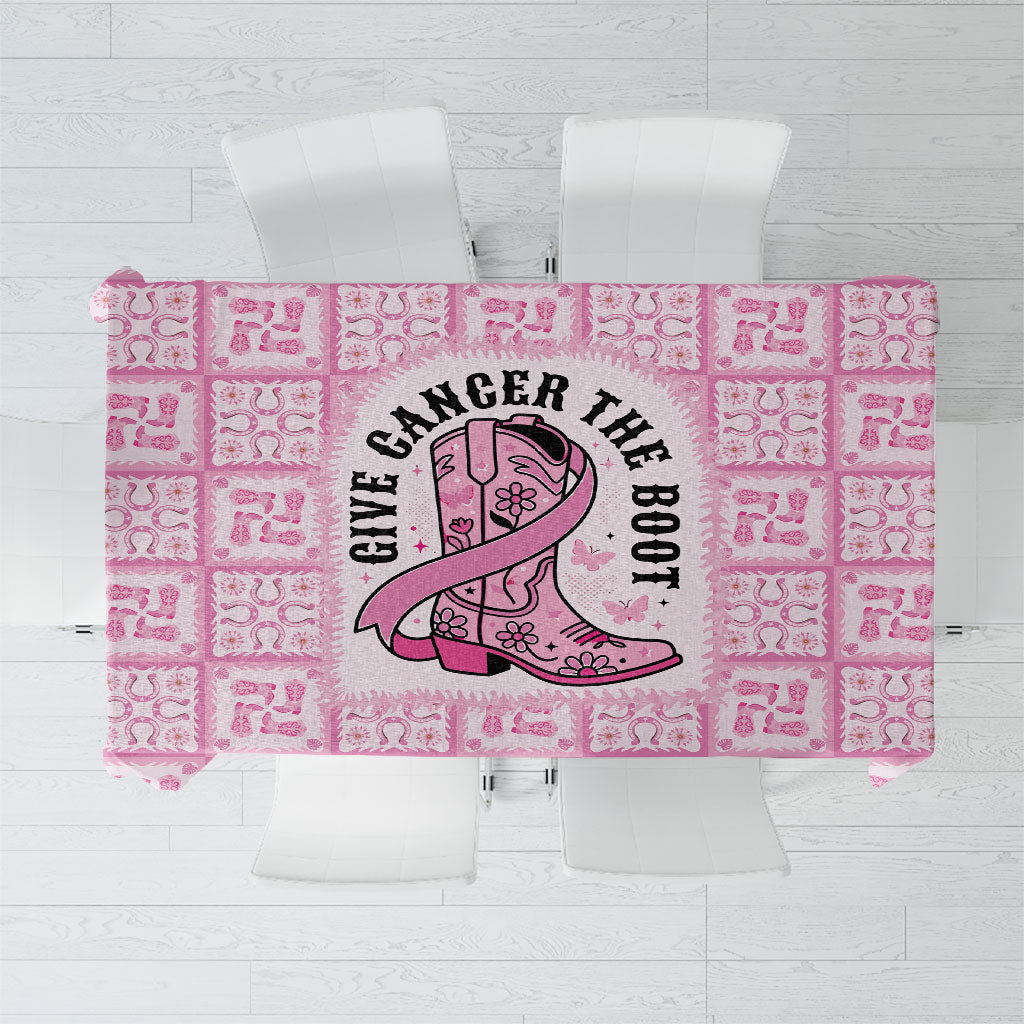 Give Cancer The Boot Pink Cowgirl Tablecloth Hawaiian Paniolo Mixed Quilt Pattern Style
