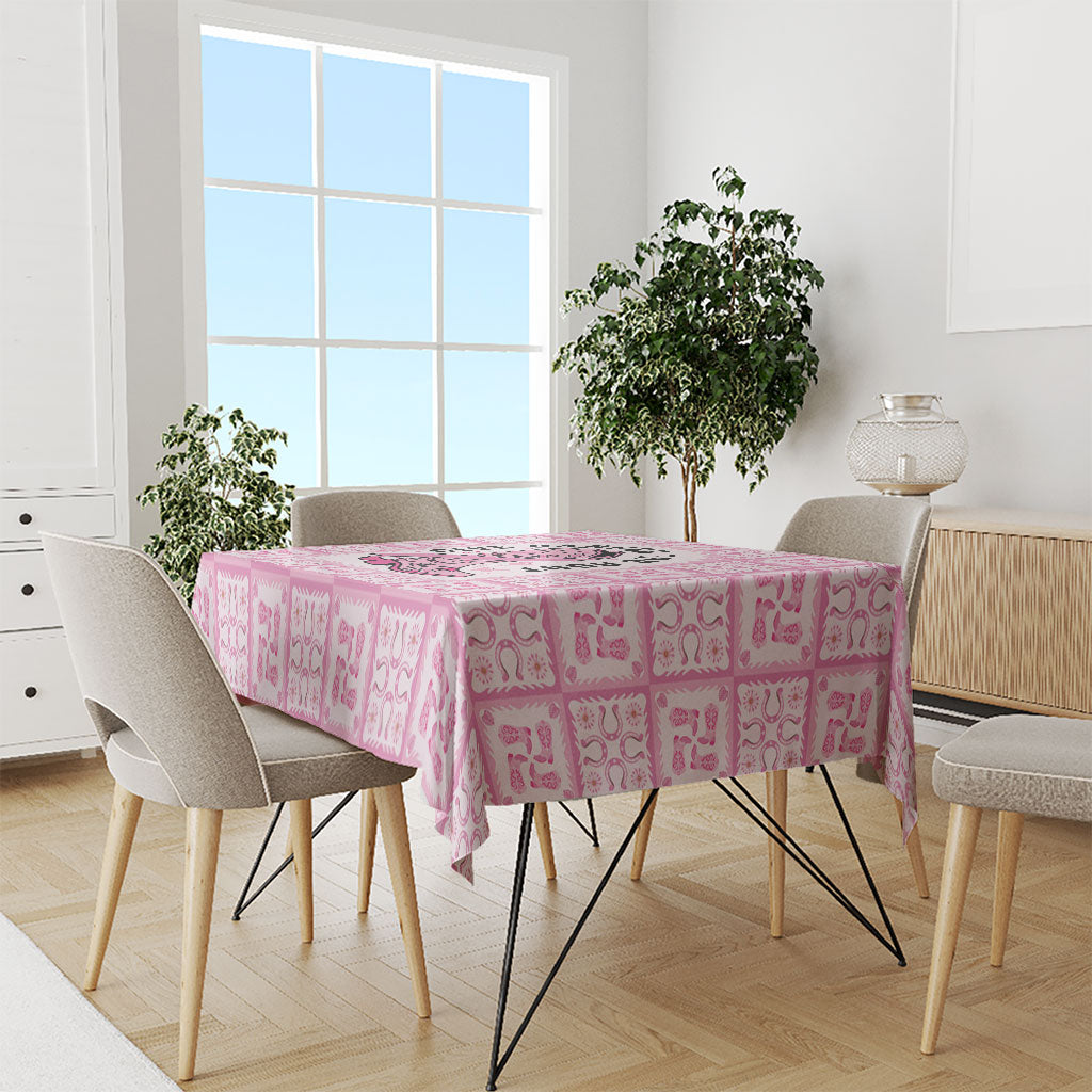 Give Cancer The Boot Pink Cowgirl Tablecloth Hawaiian Paniolo Mixed Quilt Pattern Style LT9 - Polynesian Pride