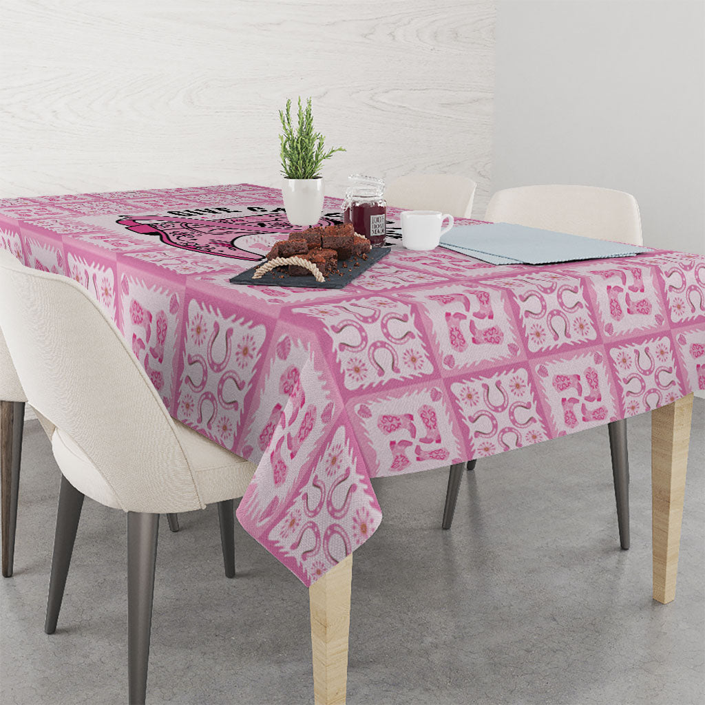 Give Cancer The Boot Pink Cowgirl Tablecloth Hawaiian Paniolo Mixed Quilt Pattern Style LT9 - Polynesian Pride