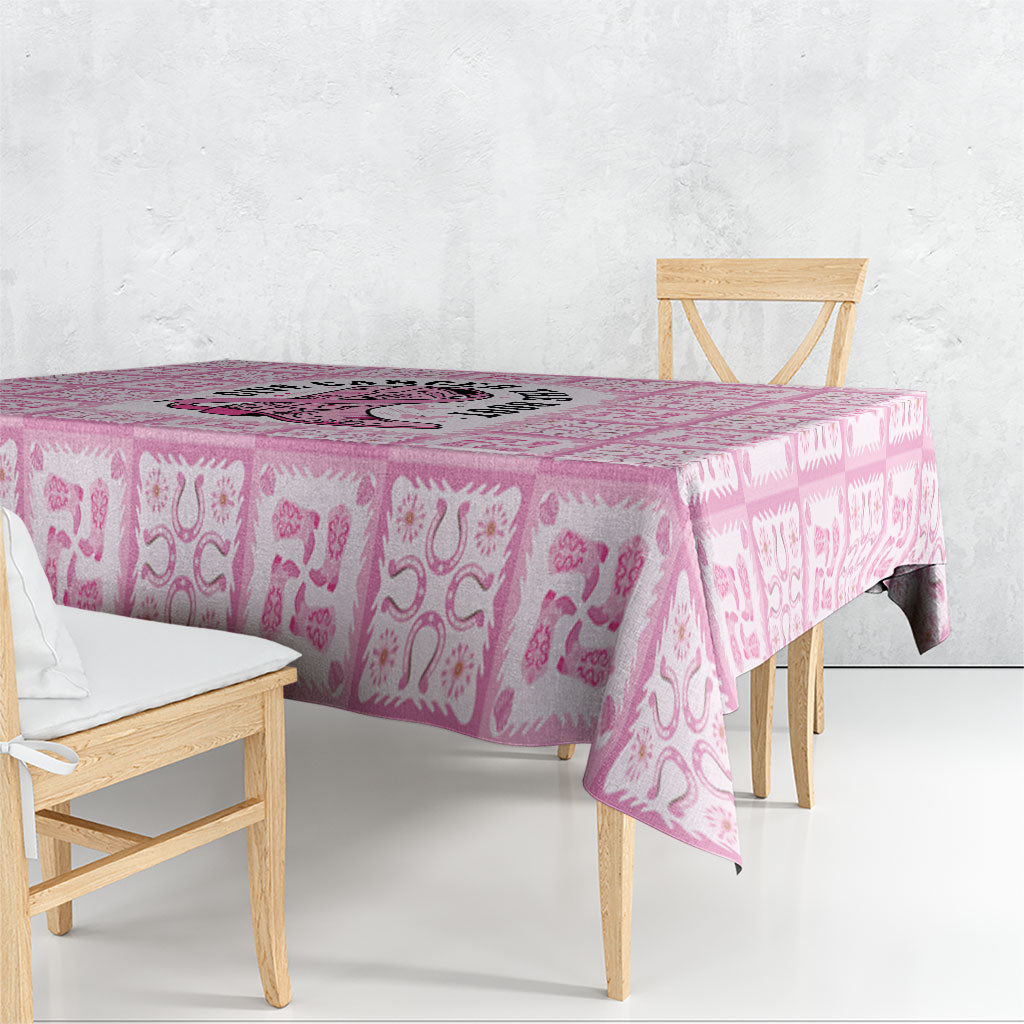 Give Cancer The Boot Pink Cowgirl Tablecloth Hawaiian Paniolo Mixed Quilt Pattern Style LT9 - Polynesian Pride