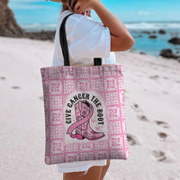 Give Cancer The Boot Pink Cowgirl Tote Bag Hawaiian Paniolo Mixed Quilt Pattern Style LT9 - Polynesian Pride