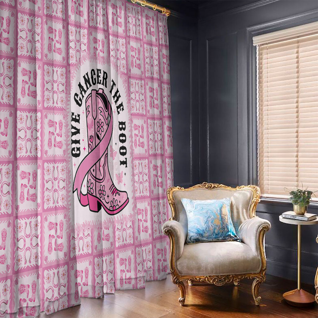 Give Cancer The Boot Pink Cowgirl Window Curtain Hawaiian Paniolo Mixed Quilt Pattern Style LT9 - Polynesian Pride