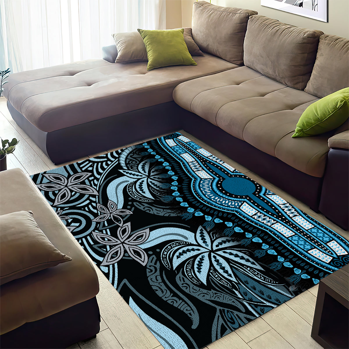 Polynesia Dashiki Area Rug Polynesia and Africa Traditional Special Together Blue LT9 - Polynesian Pride