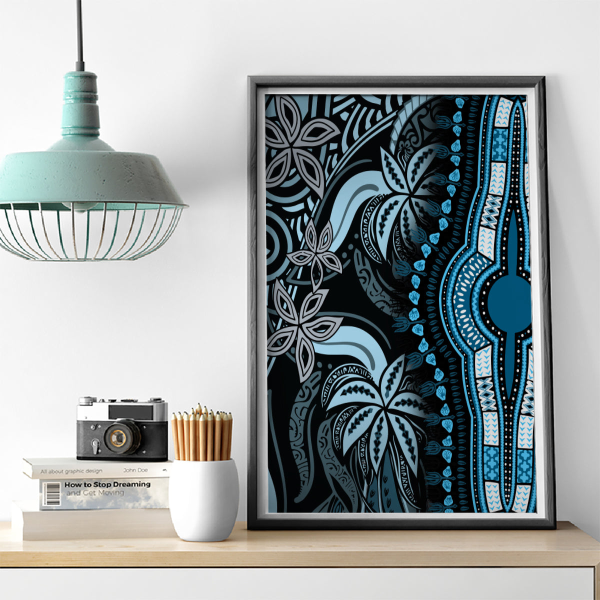 Polynesia Dashiki Canvas Wall Art Polynesia and Africa Traditional Special Together Blue LT9 - Polynesian Pride