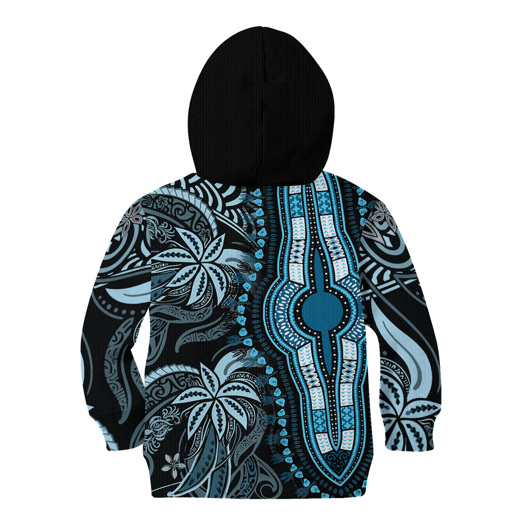 Polynesia Dashiki Kid Hoodie Polynesia and Africa Traditional Special Together Blue LT9 - Polynesian Pride