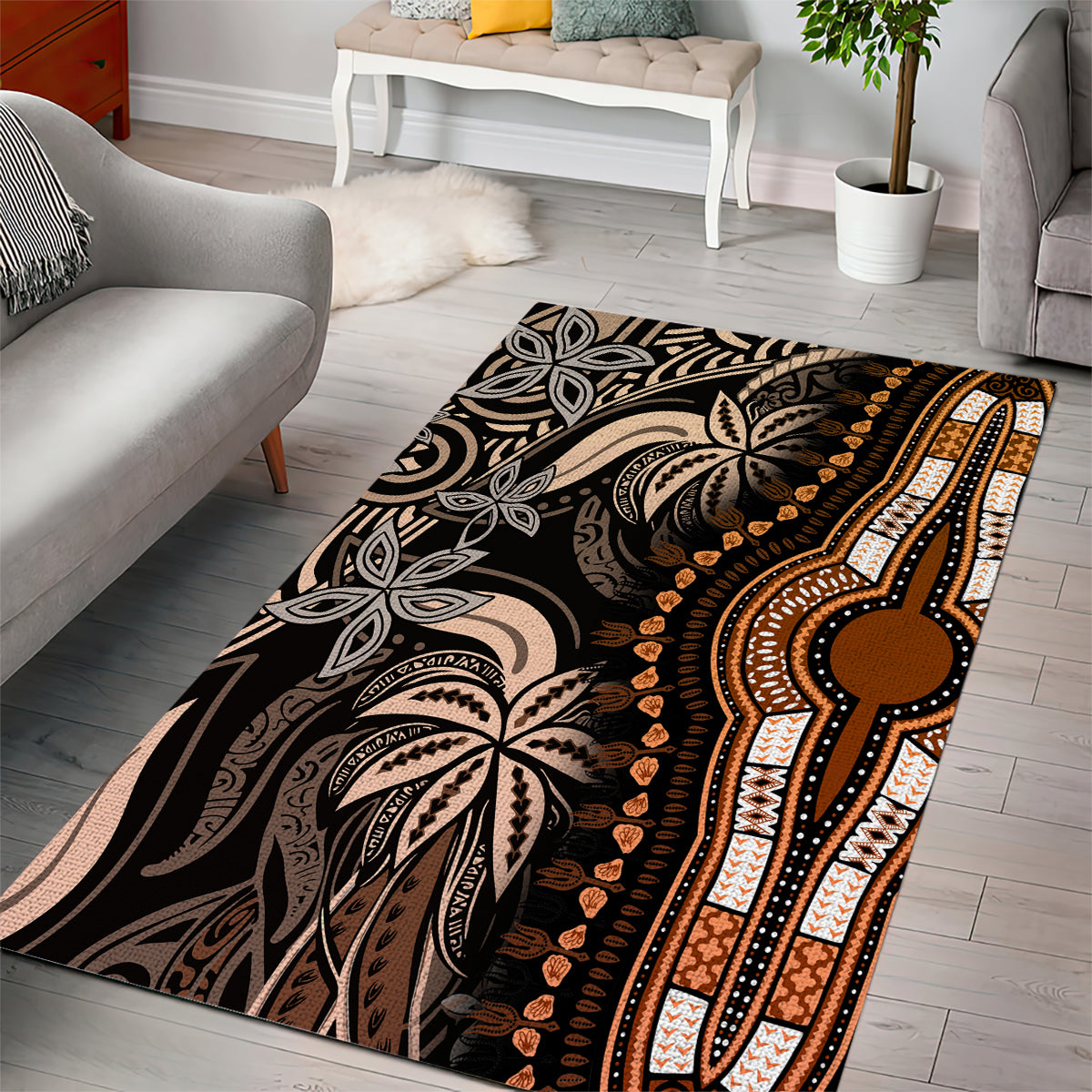 Polynesia Dashiki Area Rug Polynesia and Africa Traditional Special Together Gold LT9 - Polynesian Pride