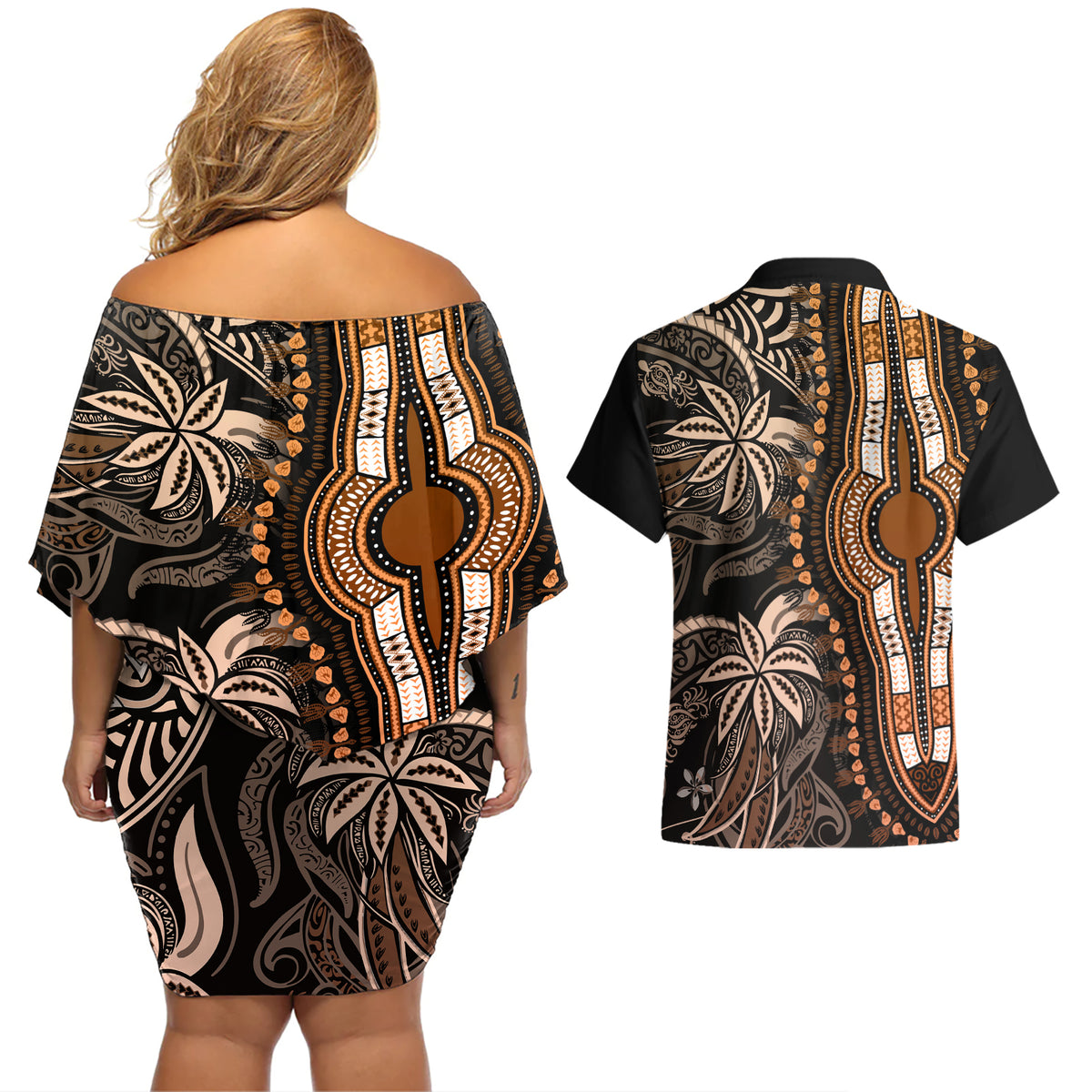 polynesia-dashiki-couples-matching-off-shoulder-short-dress-and-hawaiian-shirt-polynesia-and-africa-traditional-special-together-gold