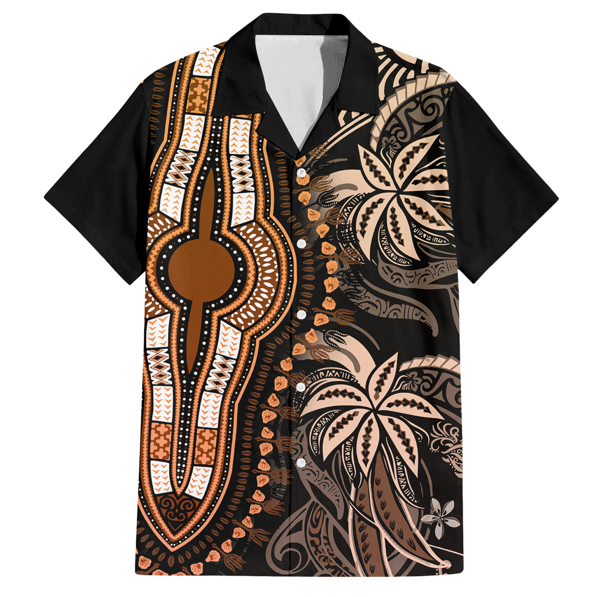 polynesia-dashiki-family-matching-summer-maxi-dress-and-hawaiian-shirt-polynesia-and-africa-traditional-special-together-gold