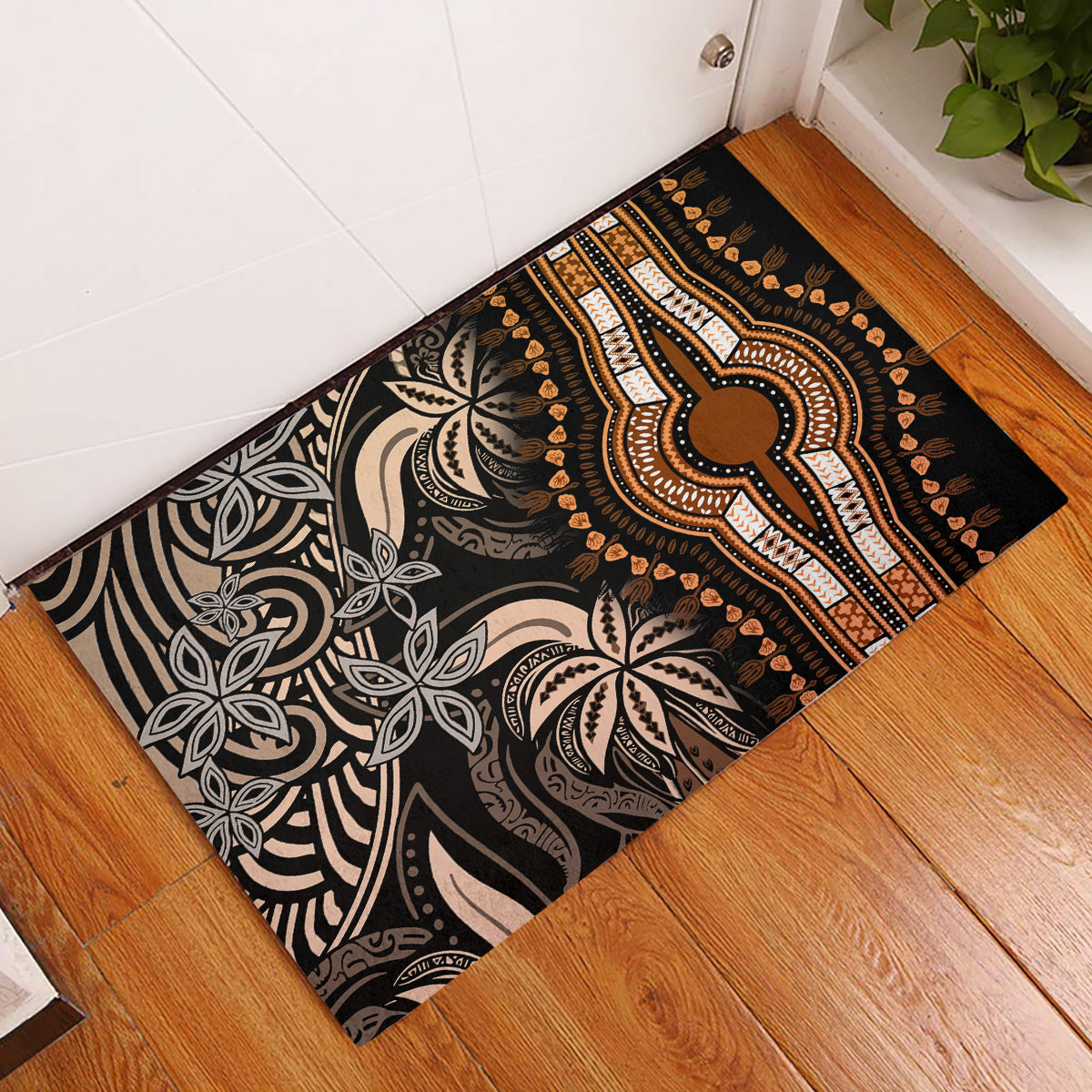 Polynesia Dashiki Rubber Doormat Polynesia and Africa Traditional Special Together Gold LT9 Gold - Polynesian Pride