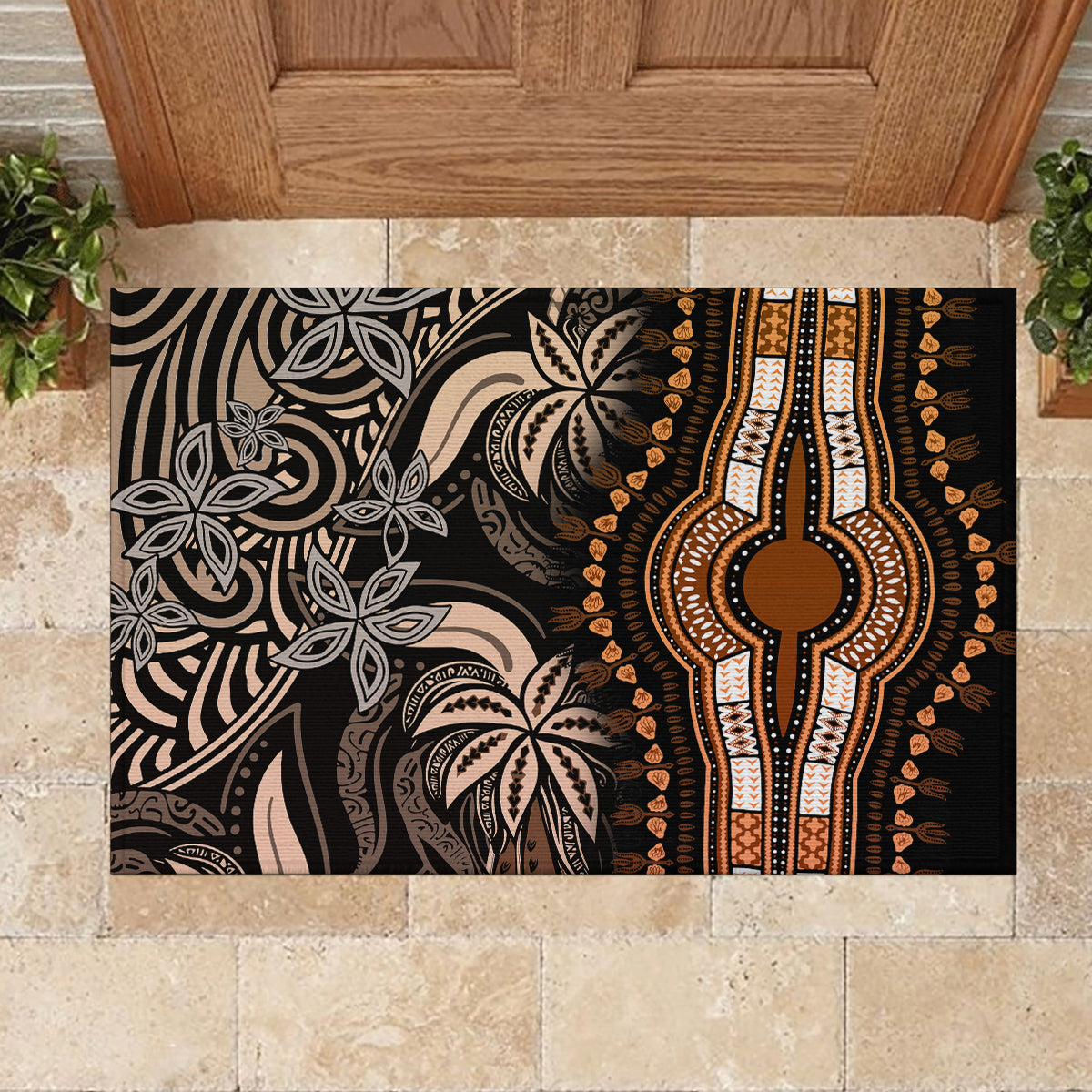 Polynesia Dashiki Rubber Doormat Polynesia and Africa Traditional Special Together Gold LT9 - Polynesian Pride