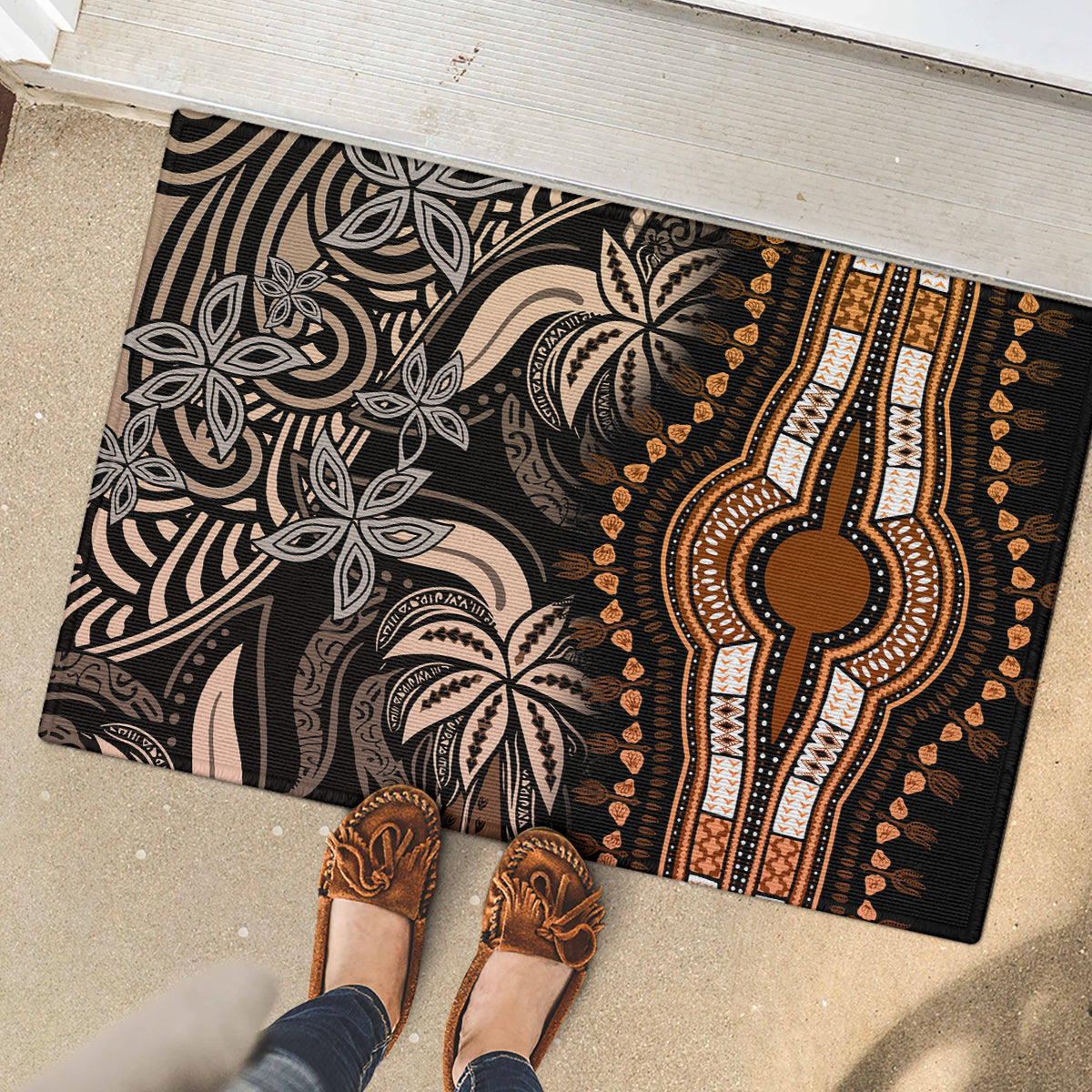 Polynesia Dashiki Rubber Doormat Polynesia and Africa Traditional Special Together Gold LT9 - Polynesian Pride