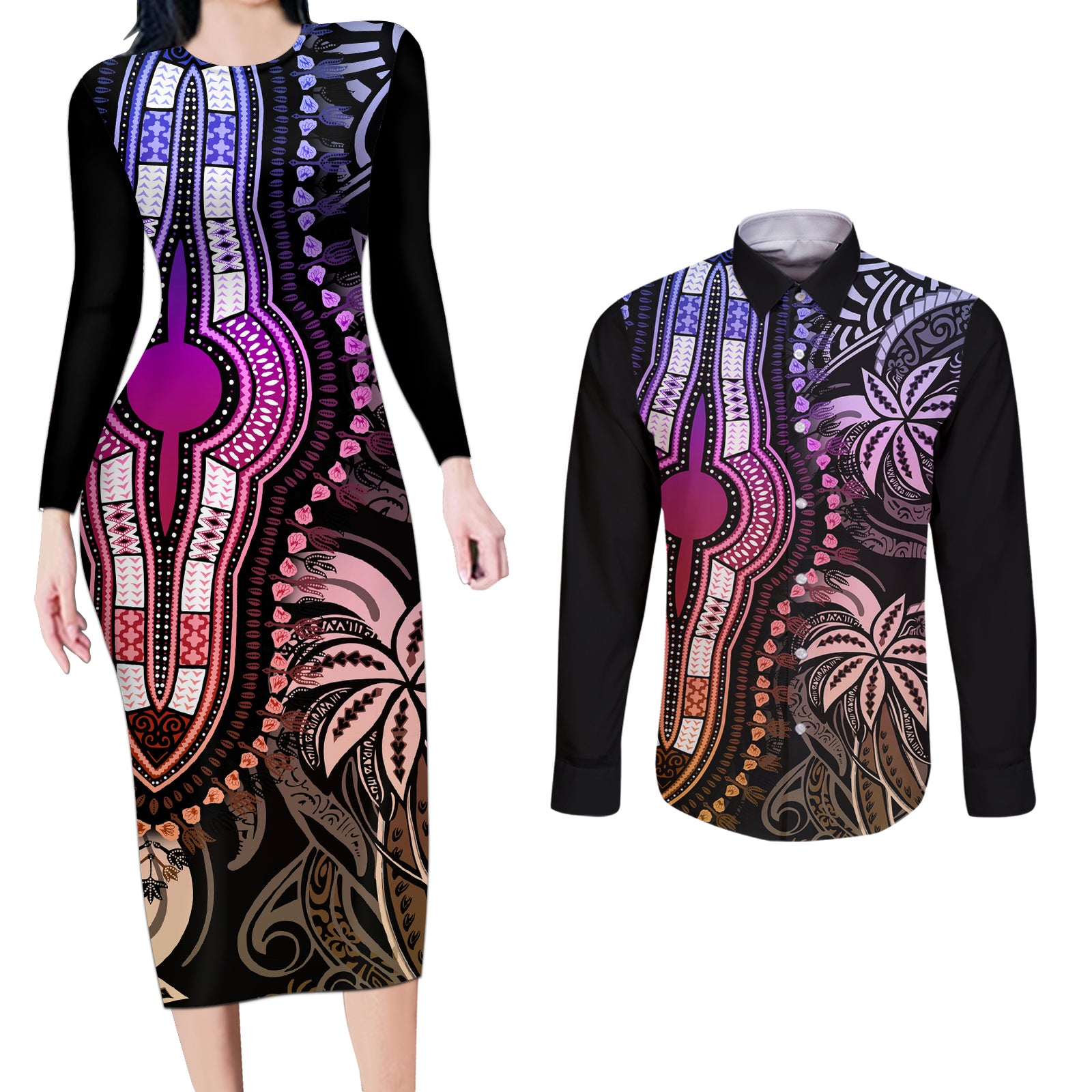 polynesia-dashiki-couples-matching-long-sleeve-bodycon-dress-and-long-sleeve-button-shirts-polynesia-and-africa-traditional-special-together-pastel