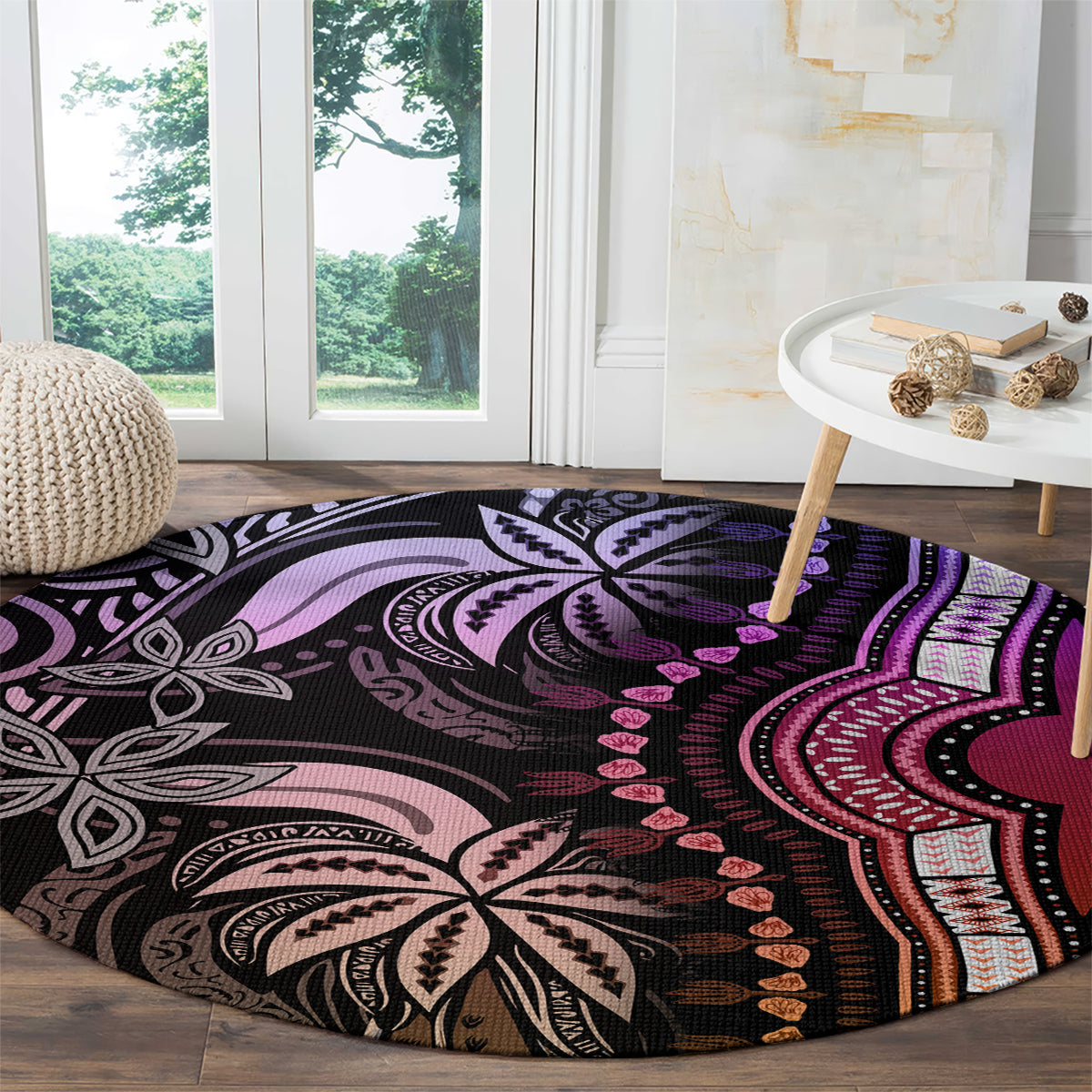 Polynesia Dashiki Round Carpet Polynesia and Africa Traditional Special Together Pastel LT9 - Polynesian Pride
