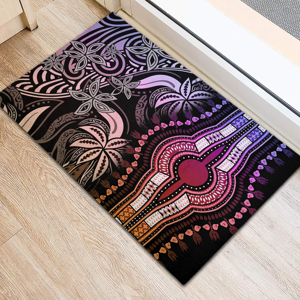 Polynesia Dashiki Rubber Doormat Polynesia and Africa Traditional Special Together Pastel LT9 - Polynesian Pride
