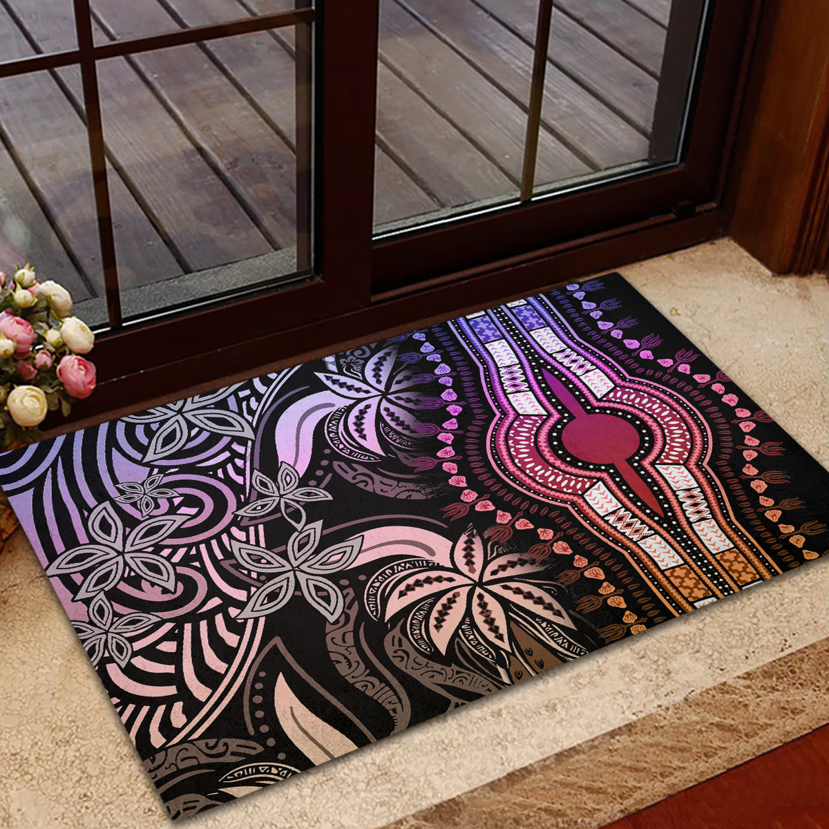 Polynesia Dashiki Rubber Doormat Polynesia and Africa Traditional Special Together Pastel LT9 - Polynesian Pride