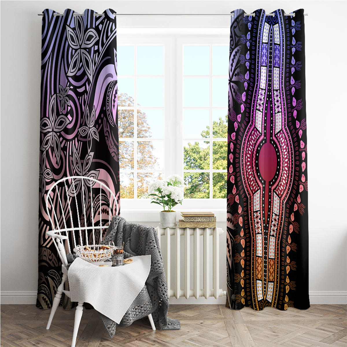 Polynesia Dashiki Window Curtain Polynesia and Africa Traditional Special Together Pastel LT9 - Polynesian Pride
