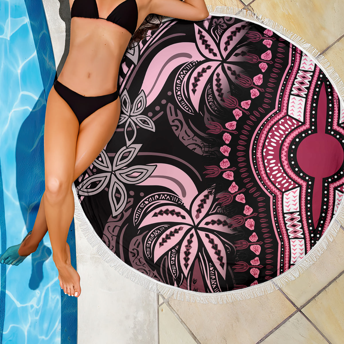 Polynesia Dashiki Beach Blanket Polynesia and Africa Traditional Special Together Pink LT9 - Wonder Print Shop