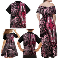 polynesia-dashiki-family-matching-off-shoulder-maxi-dress-and-hawaiian-shirt-polynesia-and-africa-traditional-special-together-pink