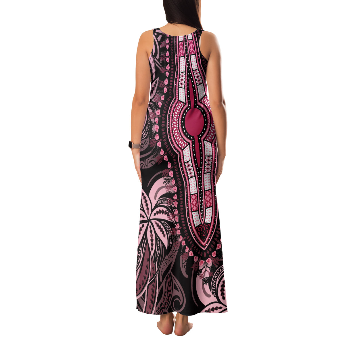 polynesia-dashiki-family-matching-tank-maxi-dress-and-hawaiian-shirt-polynesia-and-africa-traditional-special-together-pink