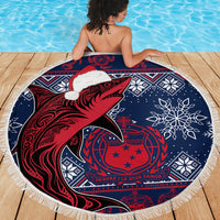 Samoa Manuia Le Kirisimasi Beach Blanket Samoan Fishing Tribal Pattern Christmas Vibe LT9 - Wonder Print Shop