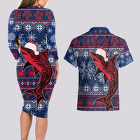 samoa-manuia-le-kirisimasi-couples-matching-long-sleeve-bodycon-dress-and-hawaiian-shirt-samoan-fishing-tribal-pattern-christmas-vibe
