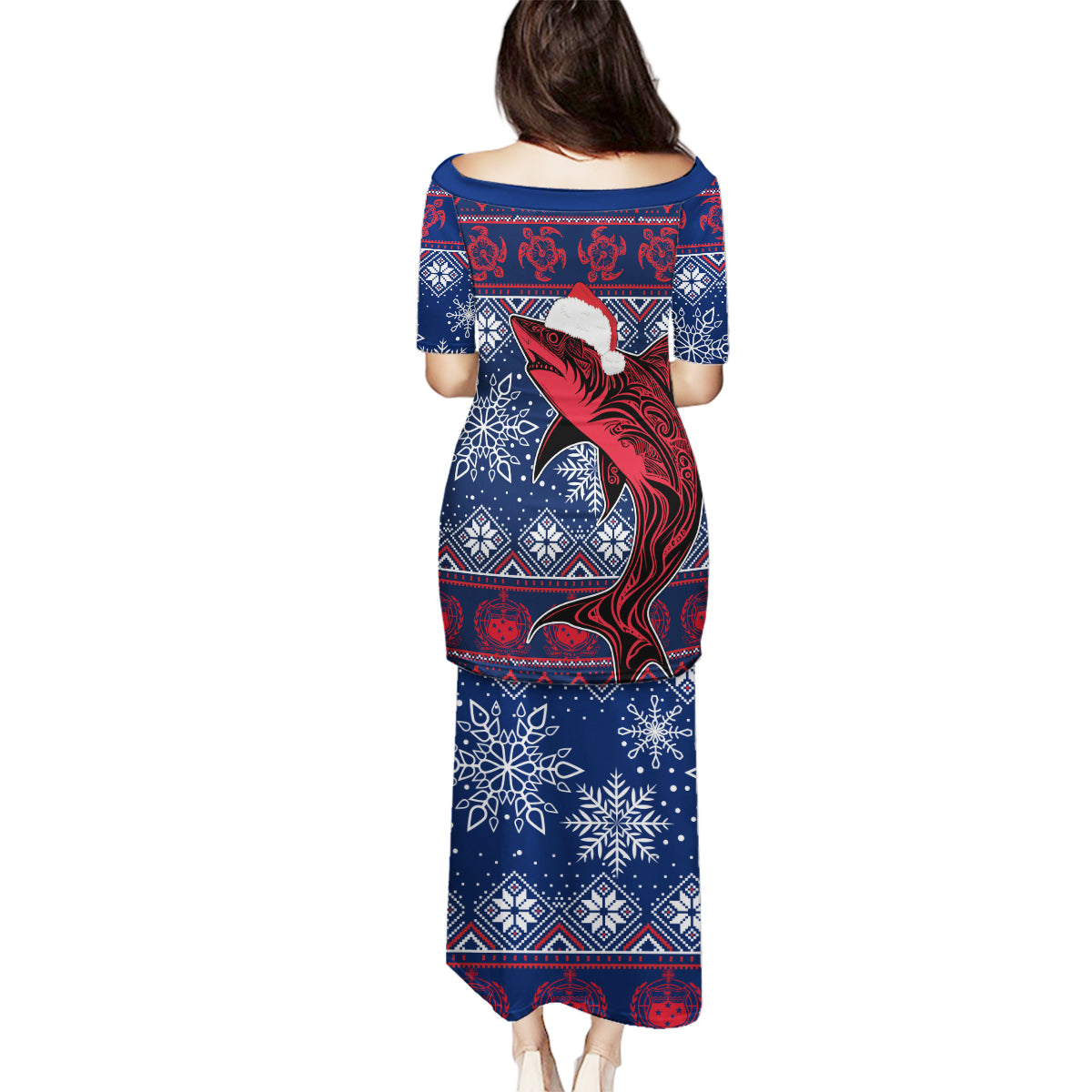 Samoa Manuia Le Kirisimasi Family Matching Puletasi Dress and Hawaiian Shirt Samoan Fishing Tribal Pattern Christmas Vibe LT9 - Polynesian Pride