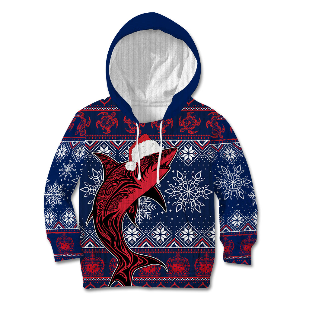 Samoa Manuia Le Kirisimasi Kid Hoodie Samoan Fishing Tribal Pattern Christmas Vibe LT9 Hoodie Red - Polynesian Pride
