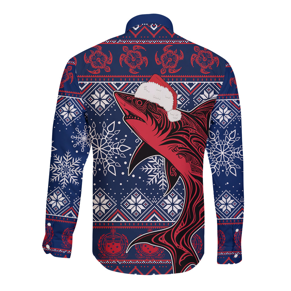 samoa-manuia-le-kirisimasi-long-sleeve-button-shirt-samoan-fishing-tribal-pattern-christmas-vibe