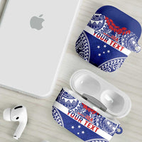 Personalised Toa Samoa Rugby Spirit AirPods Case Blue Samoan Tribal Pattern - Polynesian Pride