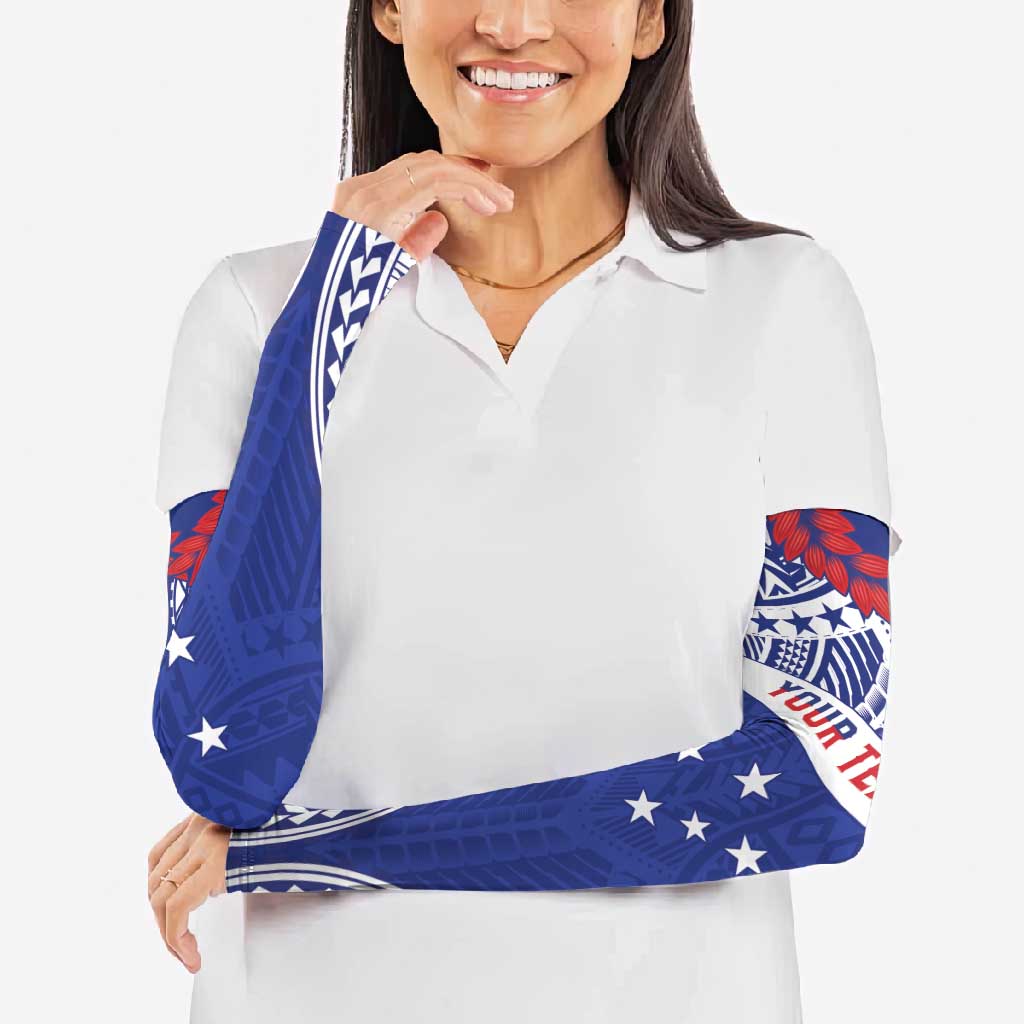 Personalised Toa Samoa Rugby Spirit Arm Sleeves Blue Samoan Tribal Pattern - Polynesian Pride