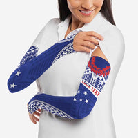Personalised Toa Samoa Rugby Spirit Arm Sleeves Blue Samoan Tribal Pattern - Polynesian Pride