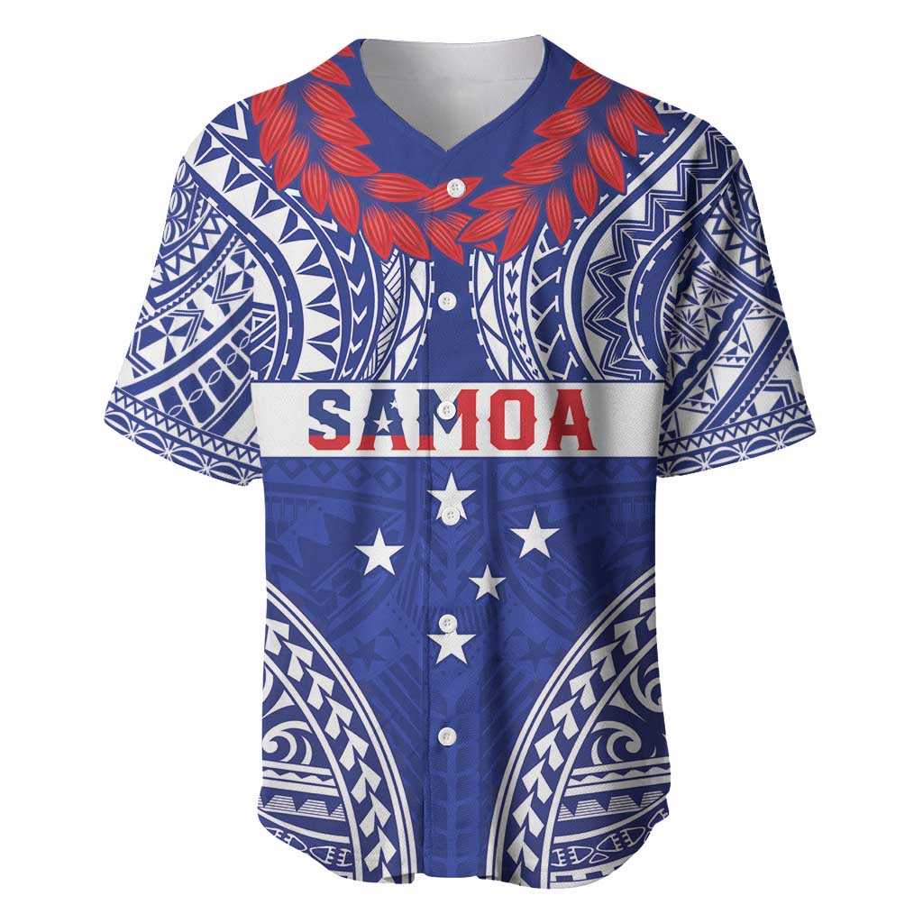 Personalised Toa Samoa Rugby Spirit Baseball Jersey Blue Samoan Tribal Pattern - Polynesian Pride